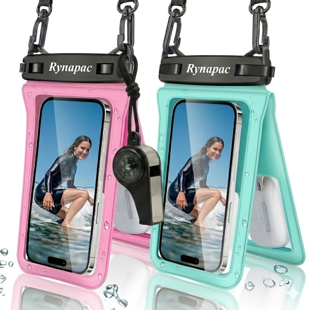 RYNAPC 2-Pack Phone Pouch with Lanyard IPX8 Dry Bag for iPhone 16 15 14 Pro Max 6.7 Inch for Camping, Travel and Outdoor Use