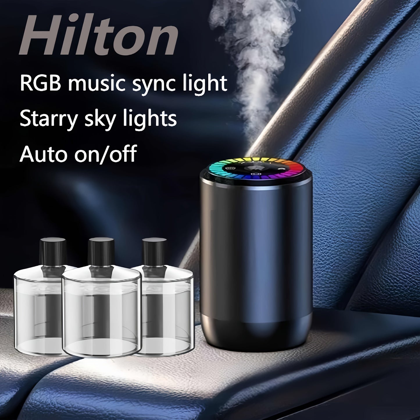 Car Air Freshener Starry-Light Rechargeable Diffuser with 11 One- and Three-Bottle Fragrance Bundle Options