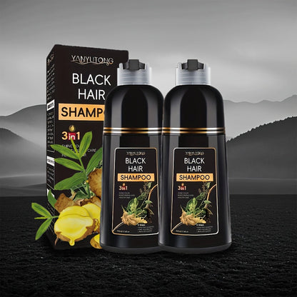 Hair Color Shampoo, YANYUTONG 3-in-1 Black Hair and Beard Color Two-Pack with 500ml Bottles