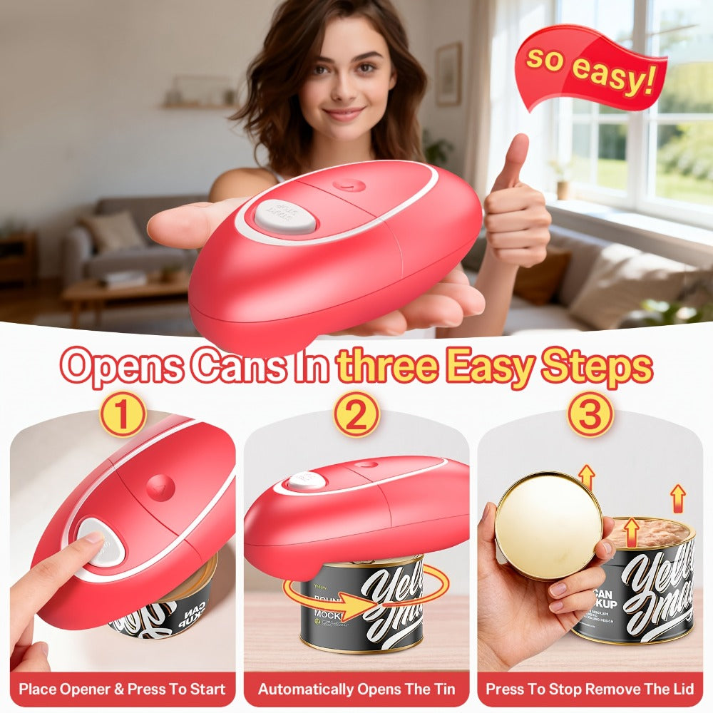 Automatic Can Opener Hands-Free | Electric Battery-Powered One-Touch Can Opener for All Can Sizes, Safe Smooth Edge