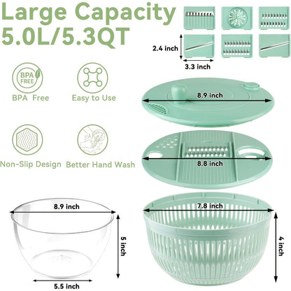 Salad Spinner Large 3-in-1 with 5-Blade Slicer & Egg Yolk Strainer with the Listed Color, Size or Set Options for Everyday Carry