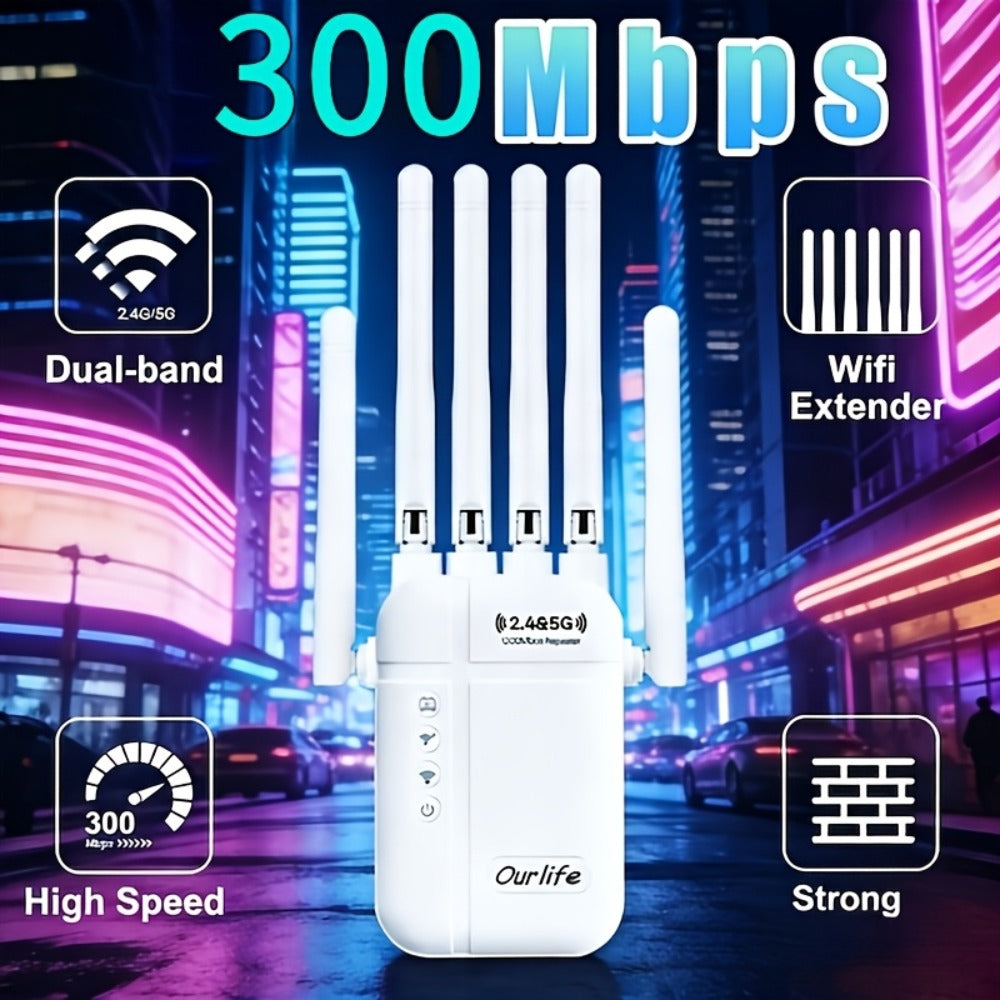 WiFi Extender 2026 Upgraded 6-Antenna Supports 105 Devices - Ultra High-Speed Internet, 4 Modes Repeater AP Router WISP