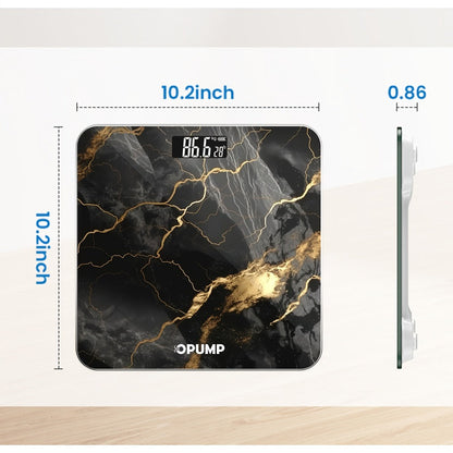 Patterned Digital Bathroom Scale with Top LED Display in Six Marble, Bronze, Black and Blue Styles