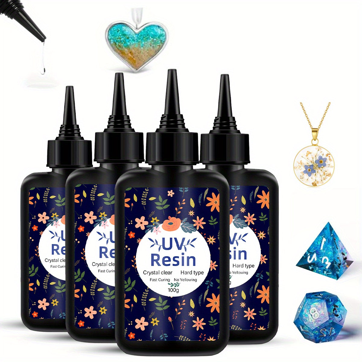 UV Resin Fast Curing Crystal Clear High Viscosity Transparent Epoxy Resin for Jewelry Making Casting & Crafts