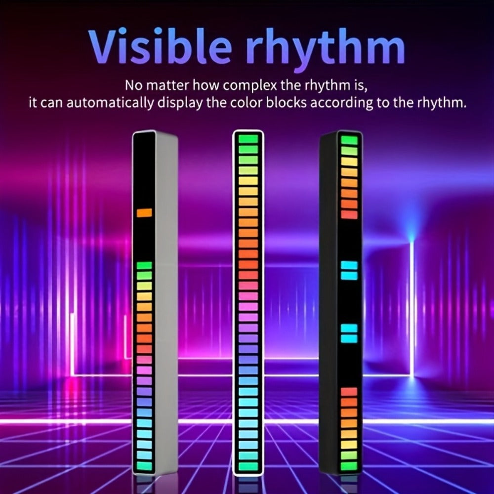 Sound Activated RGB Ambient Light Bars 2/4 Pack, Music Rhythm Sync USB Plug & Play, Color Changing Atmosphere Lights for Gaming Room