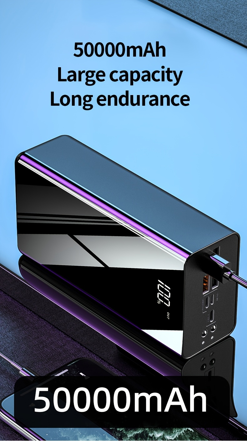 Portable Charger 50000mAh Large Power Bank LED Light Power Display Multi-Port USB-C Micro for an Everyday Personal Care Routine