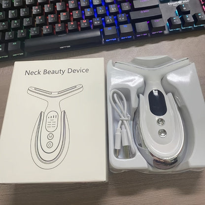 Face & Neck Massager 7-in-1 LED Light Therapy USB Rechargeable - Multifunctional Facial Lifting Wrinkle for Home or Salon Spa Use