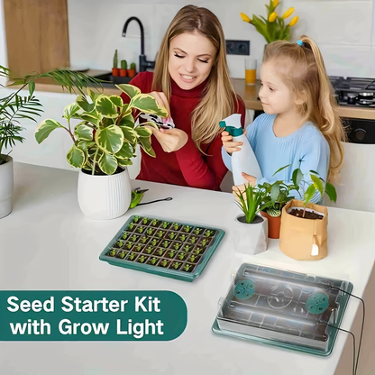 Seedling Starter Tray with Grow Light 4pcs 160-Cell, Adjustable Brightness & Timer, Humidity Dome