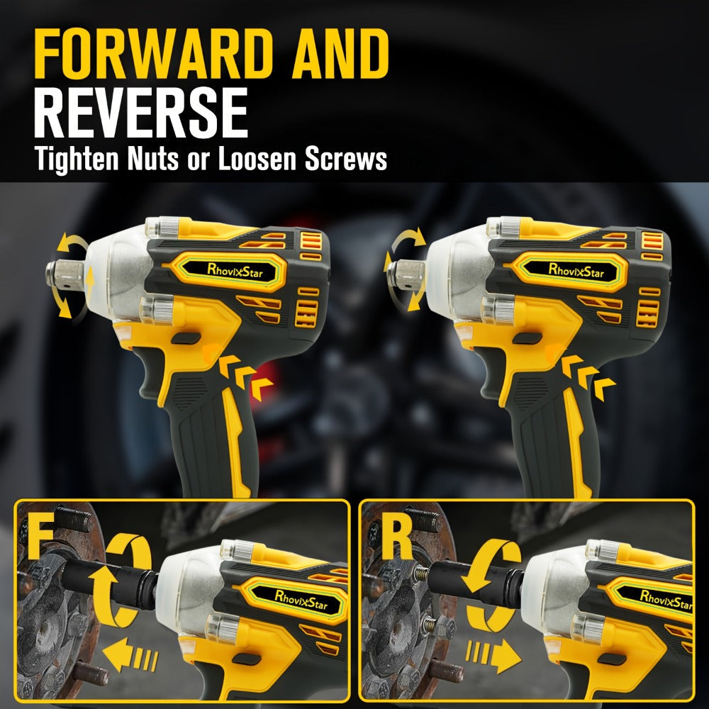 Cordless Brushless Impact Wrench Set 21V, 1/2'' High Torque Impact Gun with 4000mAh Rechargeable Battery