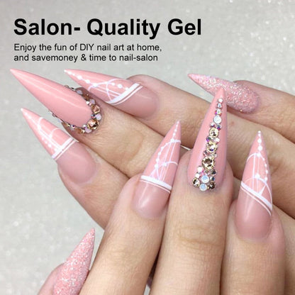 Gel Nail Polish Kit with UV Lamp & Electric Nail Drill – 12 Colors Gel Polish Set, Poly Extension Gel, Top &