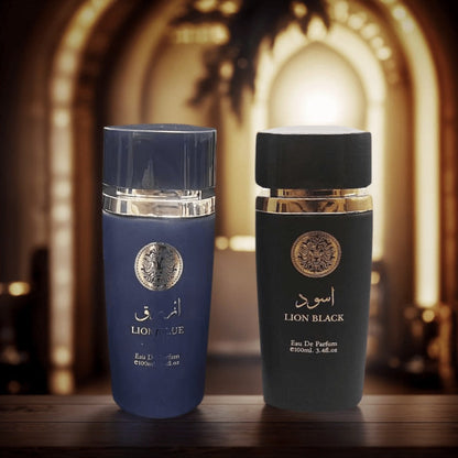 Two-Bottle Men's Perfume Set with 3.4 fl oz Labels, Blue and Black Sprays in One Checkout Set