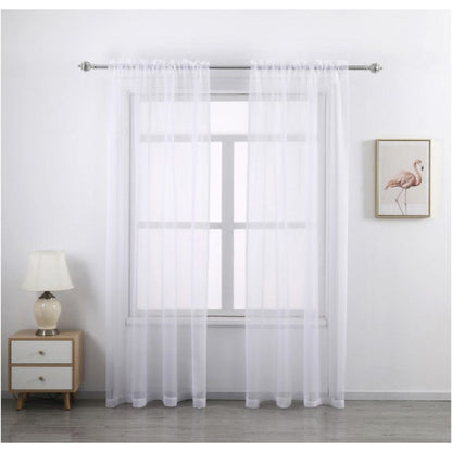 Two-Panel Solid Sheer Curtains with Rod-Pocket Header, Seven Colors and Four Size Configurations