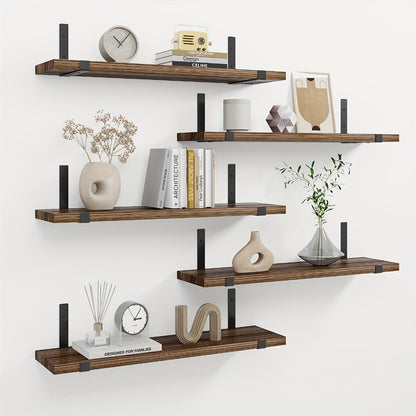 Floating Shelves Set of 5 Wall Mounted 4.7 Inch Tiered Display Shelves Vintage Style Wall Storage Rack for Bedroom, Living Room, Kitchen
