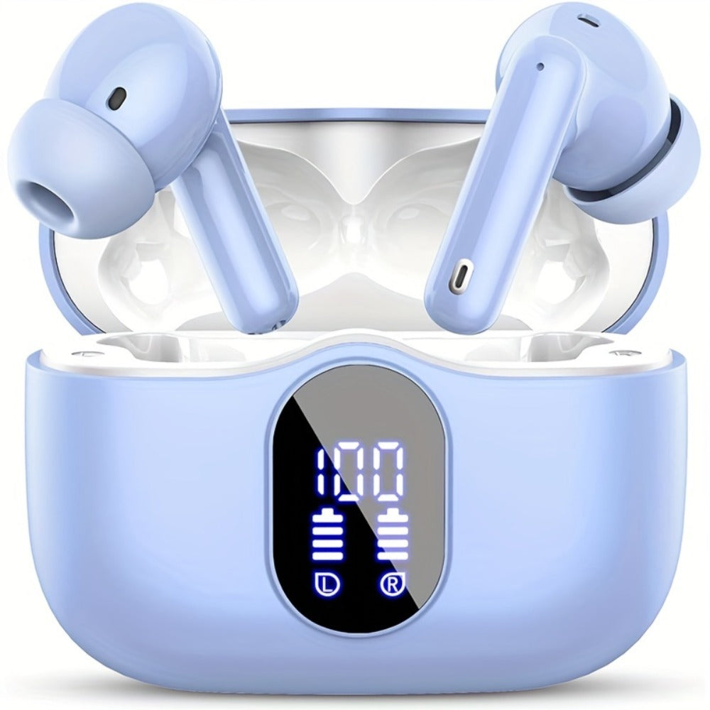 Wireless Earbuds Bluetooth 5.3 with Call Noise Reduction Mic, LED Display Case and Eight Color Options