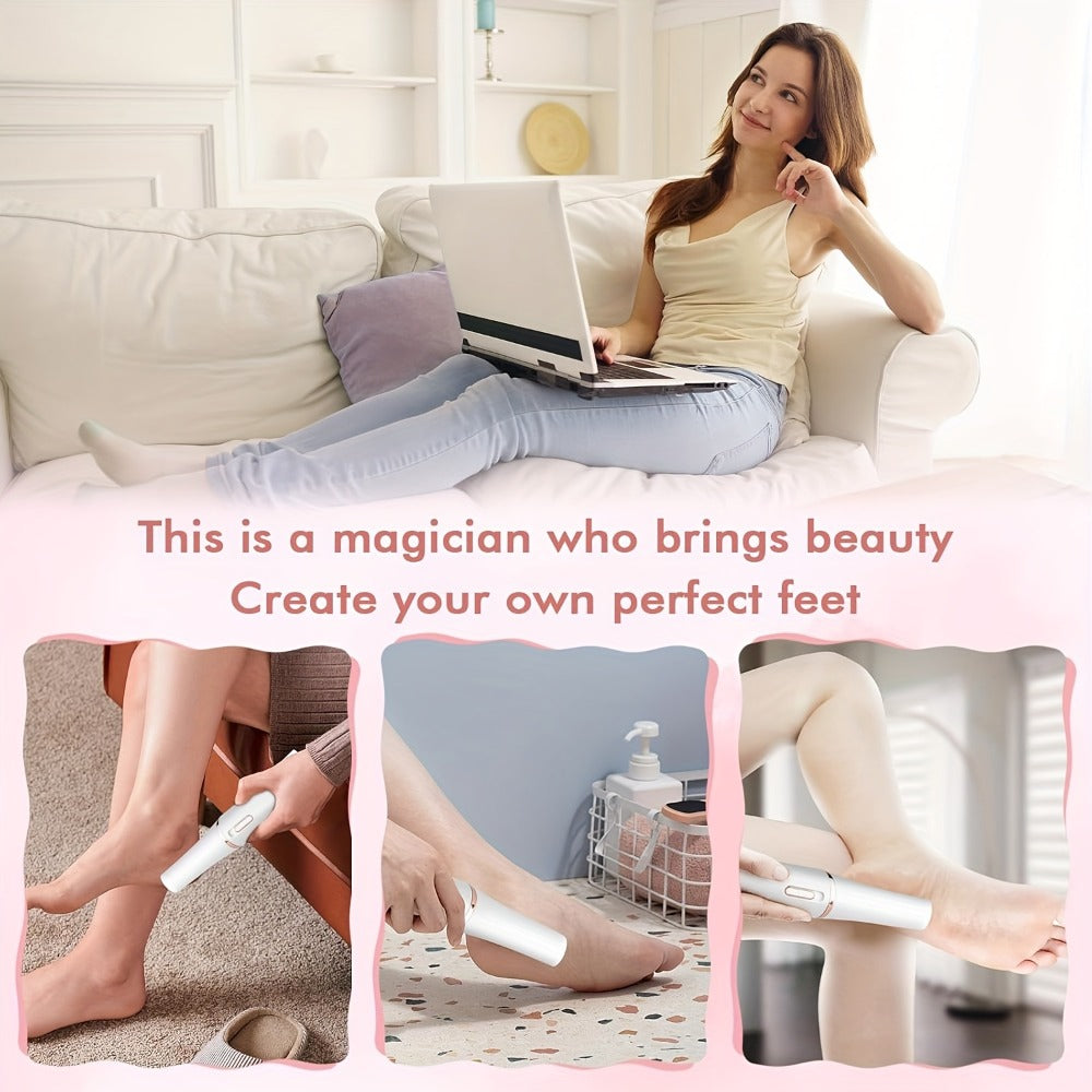 Electric Foot File Callus Remover IPX4 Waterproof 2 Interchangeable Grinding Heads 2 Speed Settings Auto