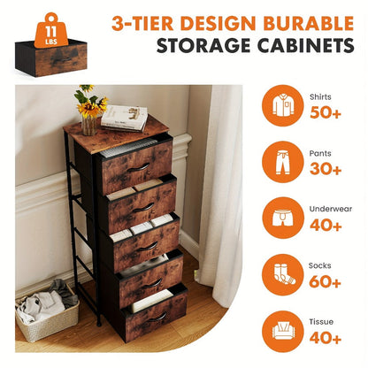 6 Drawer Fabric Dresser with Steel Frame Wooden Top – Storage Chest Organizer for Bedroom Closet Hallway Living Room