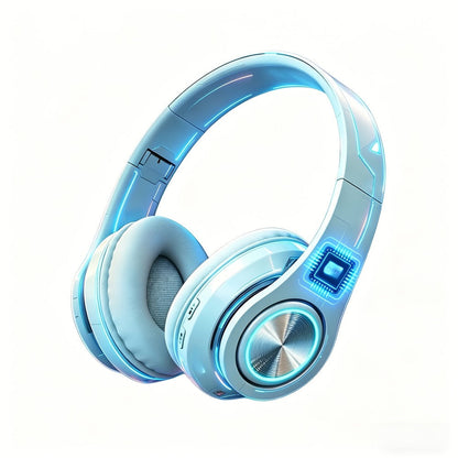 LED Light Over-Ear Wireless Headphones Deep Bass Subwoofer, Active Noise Cancelling Foldable Headset Bluetooth 5.3