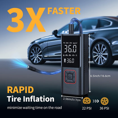 Portable Tire Inflator Air Compressor - 160 PSI 20000mAh Cordless Tire Pump 4X Faster with LED Light for Car