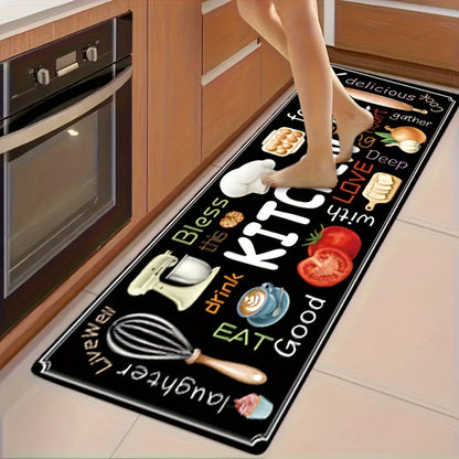 Diatomaceous Earth Kitchen Mat Set 2pcs – Non-Slip Soft Floor Mats for Kitchen Bathroom Bedroom Hallway, Dark Gray, Machine Washable