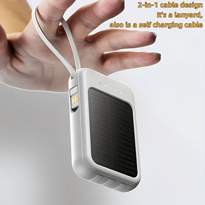 Power Bank 20000mAh with Built-In Cable Set, 20W Listed Charging and Solar or Standard Options