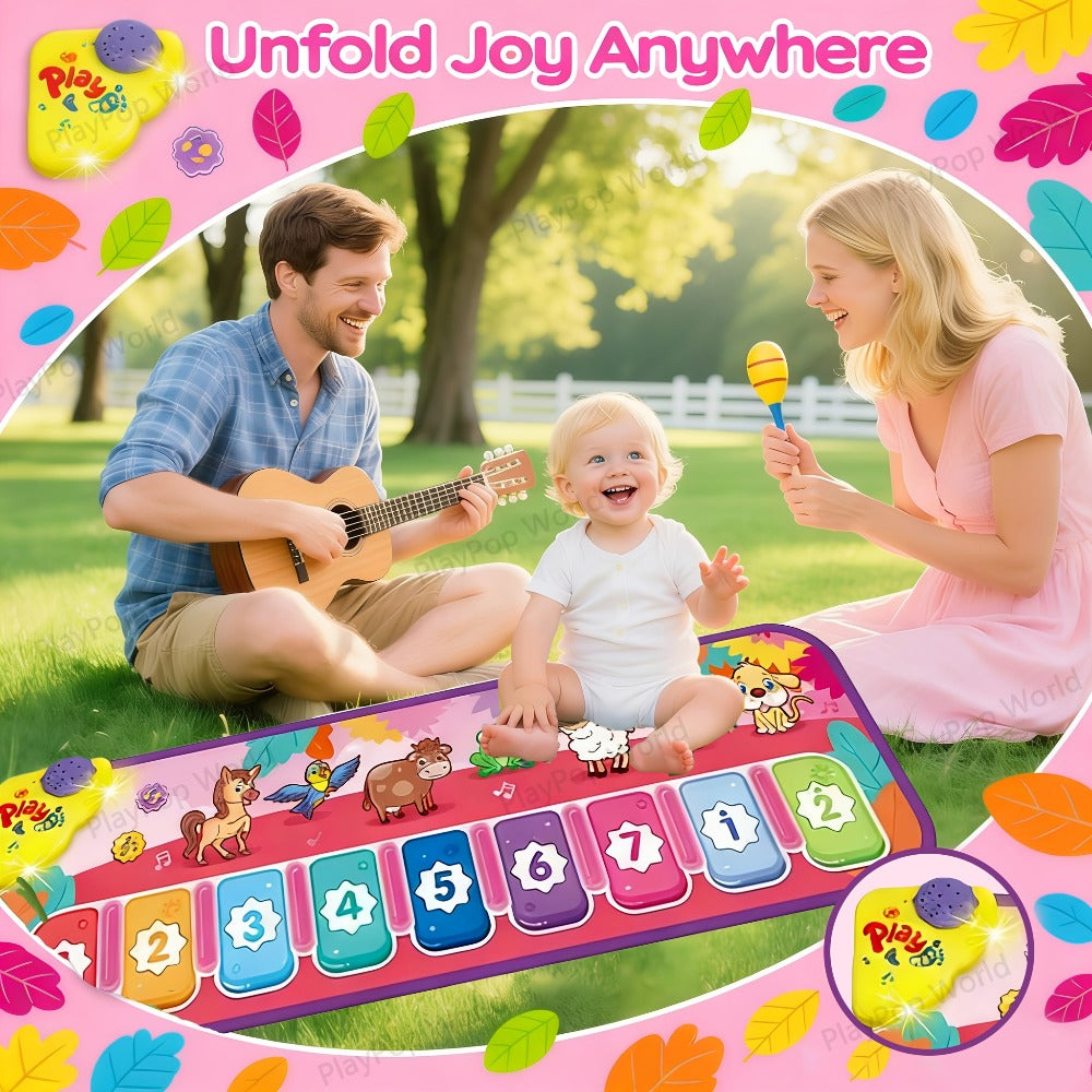 Kids Piano Mat Farm Animal, Musical Play Mat for Babies & Toddlers, Sensory Dance Keyboard Touch Blanket