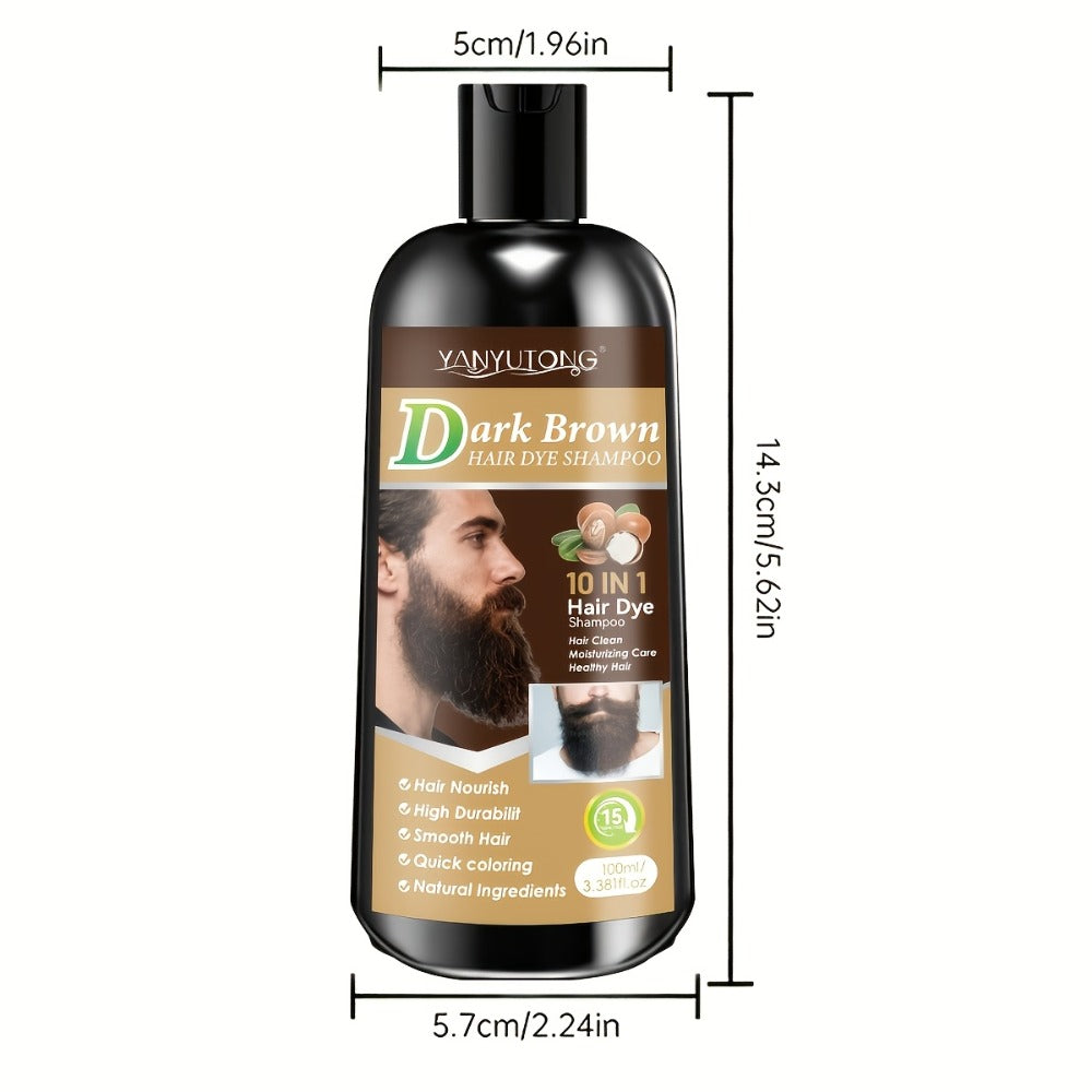 Color Shampoo for Beard & Hair, Natural Plant Dye Formula, Ammonia-Free Quick Gray Coverage
