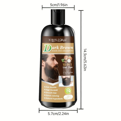 Color Shampoo for Beard & Hair, Natural Plant Dye Formula, Ammonia-Free Quick Gray Coverage