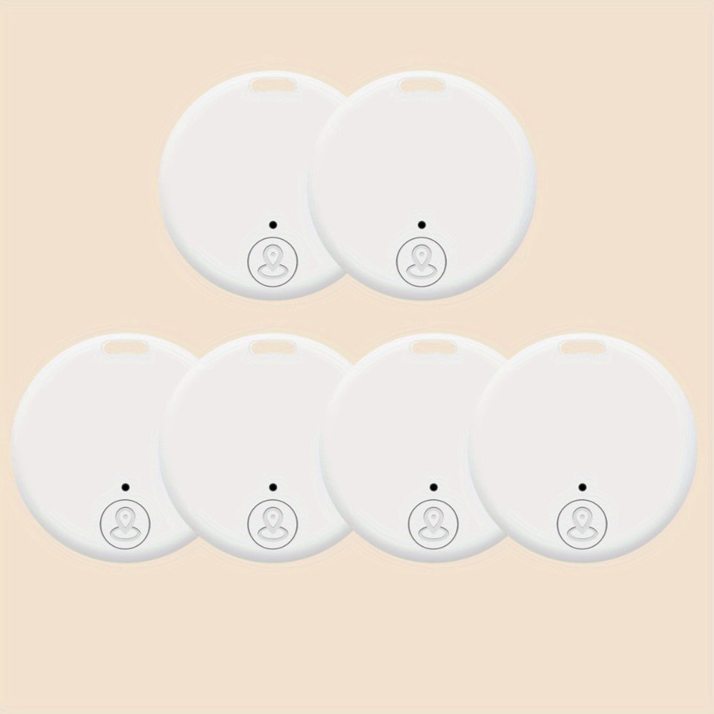 Six-Pack Round Bluetooth Key Finders in White, Black and Mixed Colors with App-Based Audible Locator