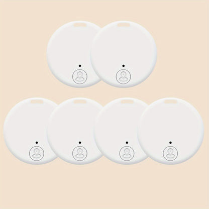 Six-Pack Round Bluetooth Key Finders in White, Black and Mixed Colors with App-Based Audible Locator