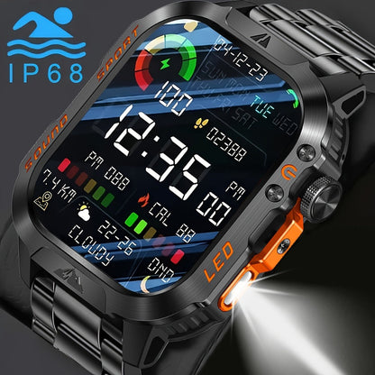 Smartwatch for Men 2.01 Inch with Calling, 100+ Sport Modes, LED Flashlight and Purple Light