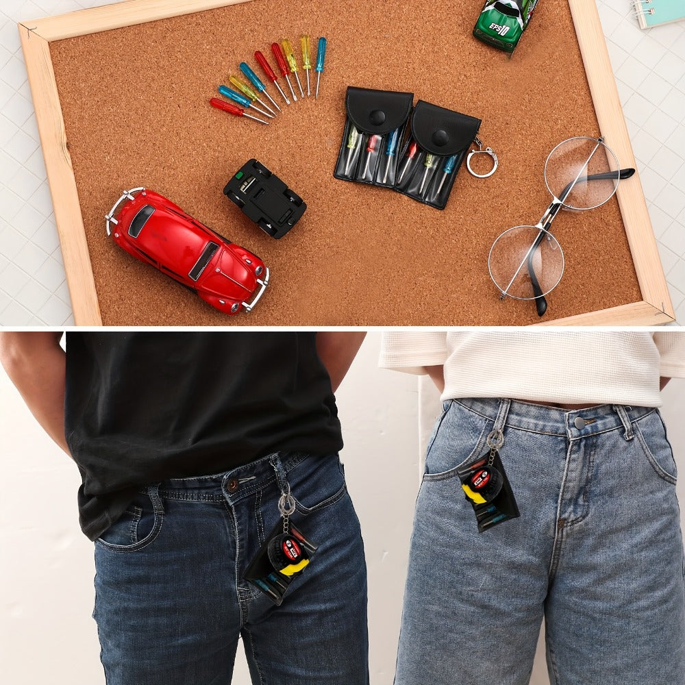 Mini Tape Measure & Screwdriver Keychain Tool Set 96 Pack, Bulk Party Favors for Men, Father's Day Gifts