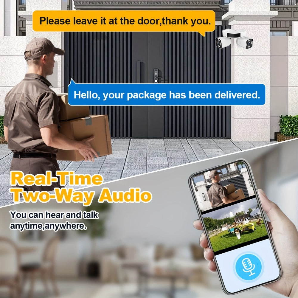 Security Camera 8MP Dual-Lens PTZ Model with 360 Panoramic View, Full-Color Night Vision and IP66
