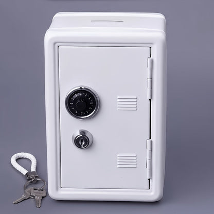 Metal Coin Bank Safe with Key and Combination Lock – Secure Steel Money Box with Removable Drawer, Coin Slot & Cash Storage for Home Office