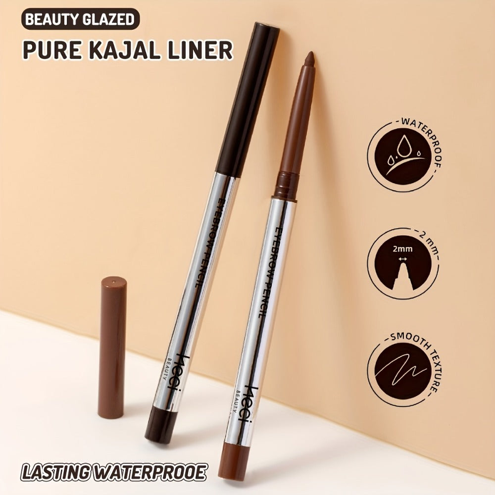 Quick-Dry Brown & Black Gel Eyeliner Pencil 3 Pack Waterproof Smudge-Proof, for Makeup, Travel and Everyday Vanity Use