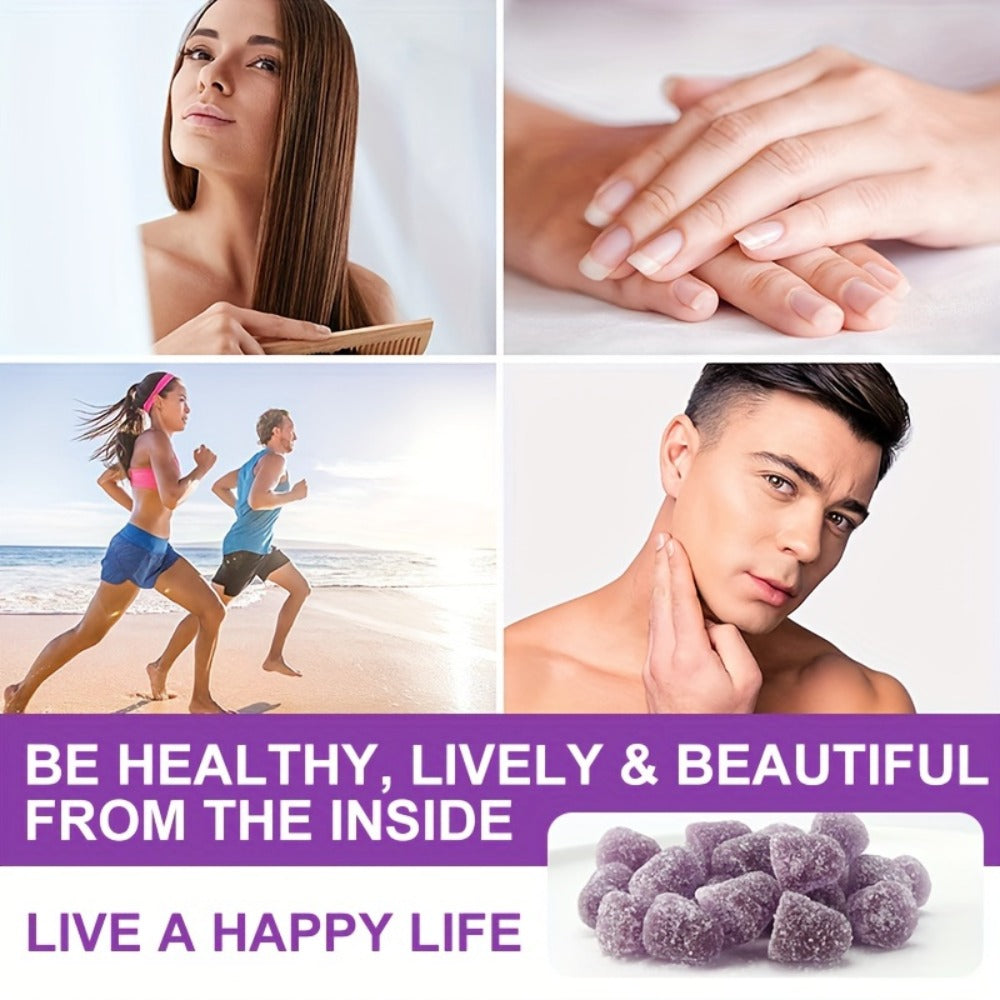 Biotin Gummies 12000mcg, with Collagen, Keratin, Chlorophyll, Zinc & Vitamins A B6 B12 C D E, Hair