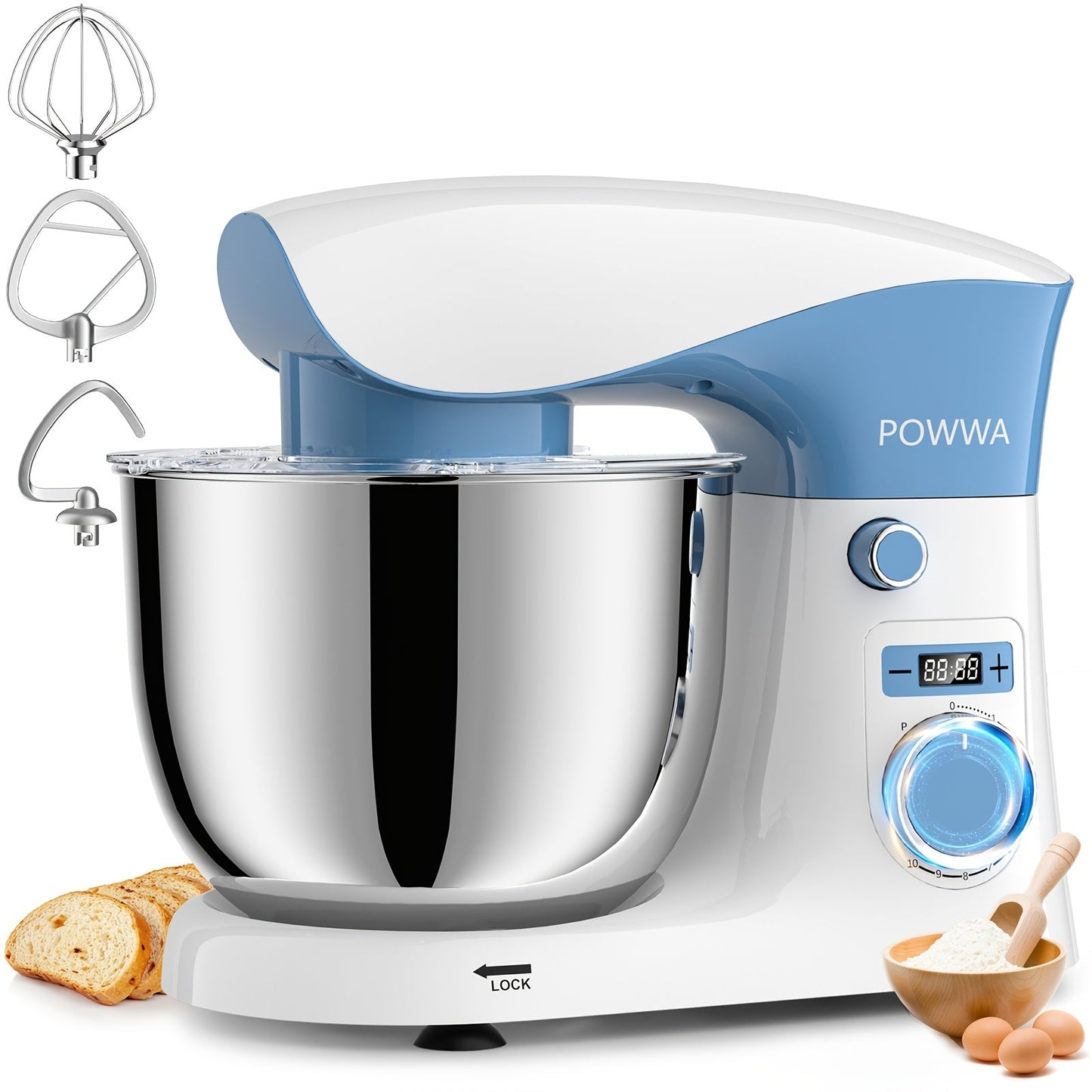 Stand Mixer 6.5 Qt Electric Kitchen Mixer 10-Speed Dough Mixer with Whisk Beater Dough Hook for Home Cooking, Dining and Outdoor Meals