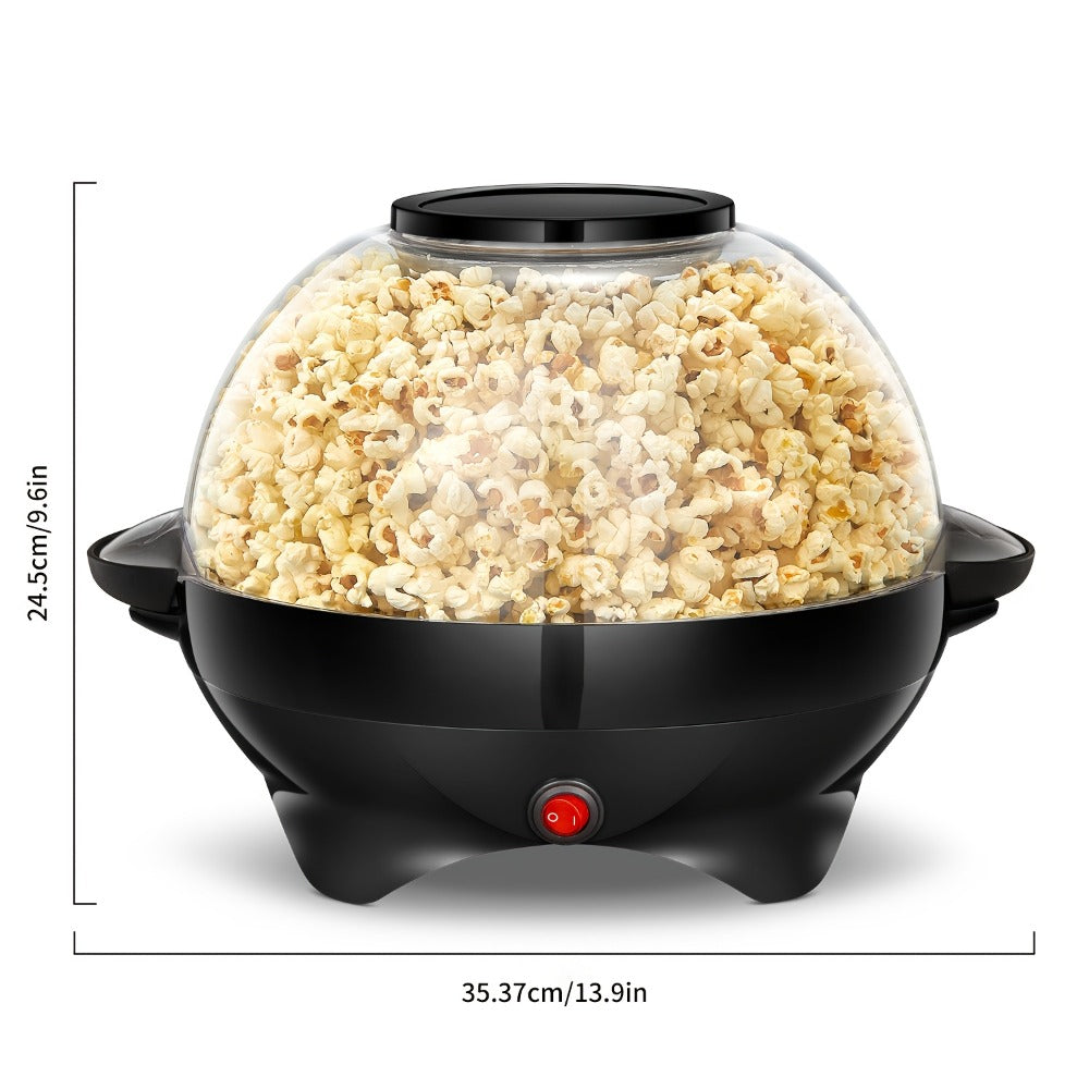 Popcorn Machine 800W Electric Stirring Popcorn Maker – 6-Quart Non-Stick Plate, Quick-Heat Technology, Cool-Touch Handles
