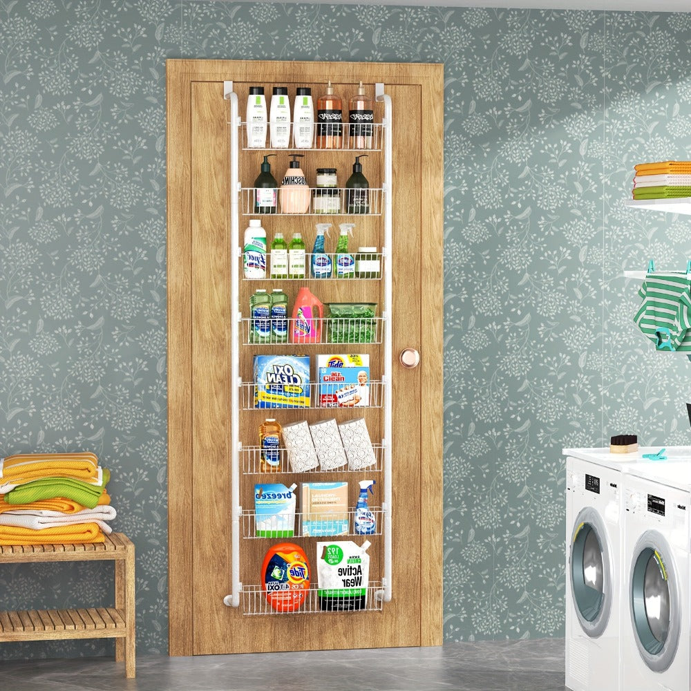 Over The Door Organizer – Multi-Layer Pantry Storage Rack for Kitchen Bathroom Laundry Room, Space Saving Door Hanging Shelf