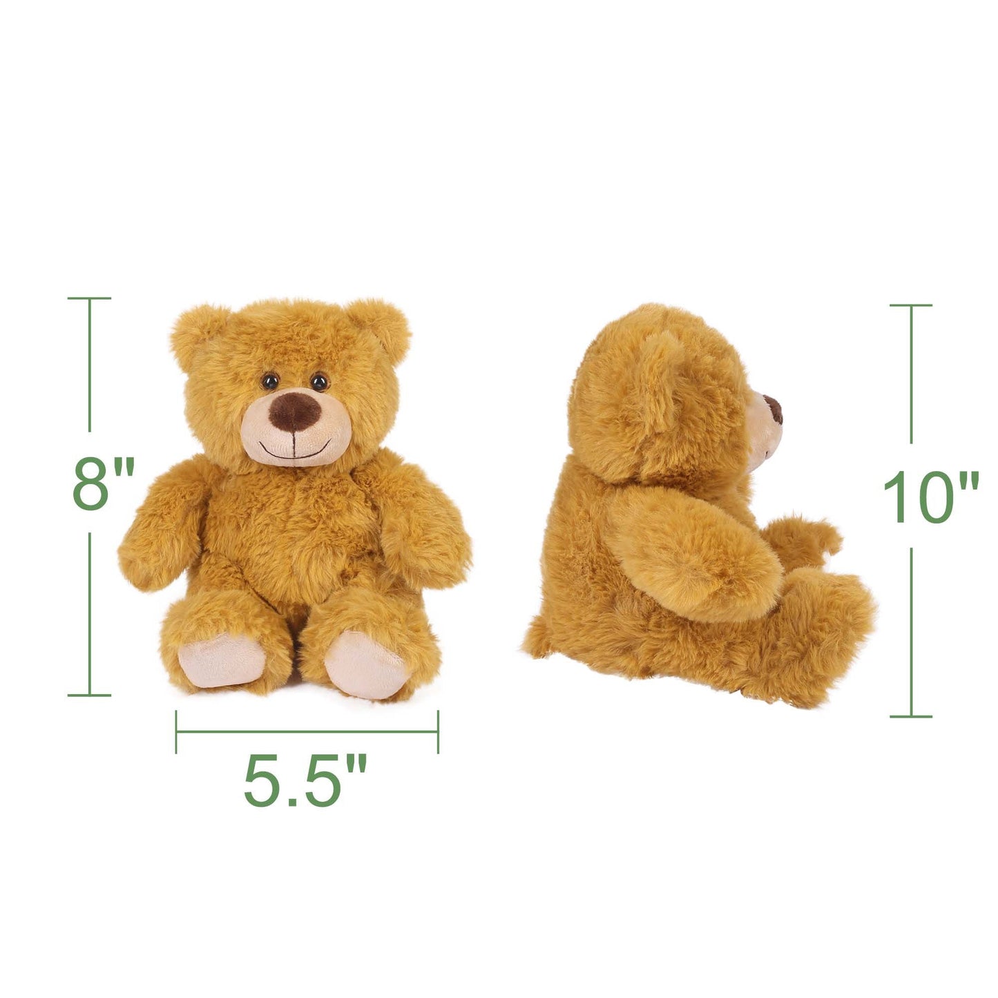 Plush Toy Six-Pack of 8-Inch Teddy Bears in Mixed, Dark Brown or Light Brown Sets for Event Favors
