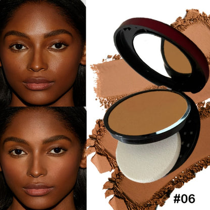 Pressed Powder Foundation Contour Matte Ful1l Coverage Oil Control Waterproof, 6 Shades Light to Dark