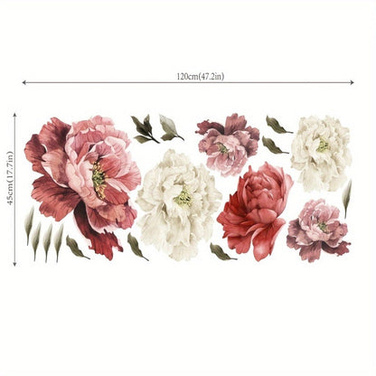 Peony Flower Window Glass Sticker – Anti-Collision Waterproof Decorative Glass Film, European Floral Wall & Window Decal for Home Decor