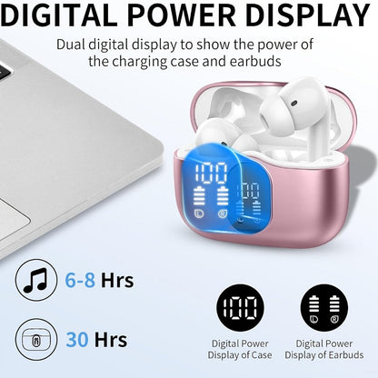 Wireless Earbuds Bluetooth 5.3 with Call Noise Reduction Mic, LED Display Case and Eight Color Options