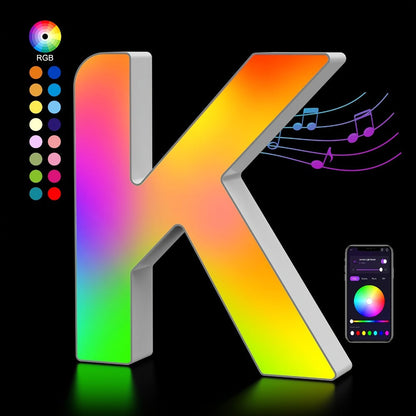 LED Letter Lights Music Sync – Colorful Flashing Marquee Alphabet Lights for Room Decor, Party, Bedroom, Festival & Camping