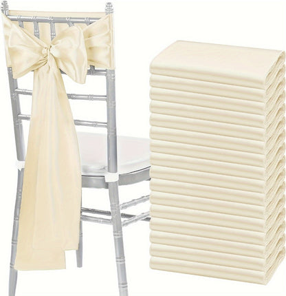 100pcs Satin Chair Sashes Bows for Wedding Banquet Party Event Decoration, 13 Colors, 18×275cm