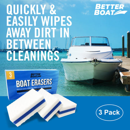 Boat Eraser Cleaning Sponge – No Bleach Magic Scrubber for Deck, Hull, Vinyl & Fiberglass – Removes Scuffs, Dirt & Grease on Pontoon