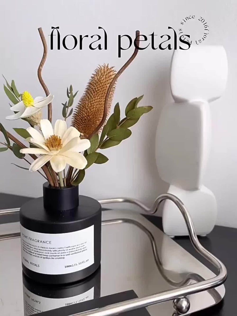 Reed Diffuser with Real Flowers & Essential Oil - Home Fragrance Scent Sticks for Bedroom Bathroom Living Room