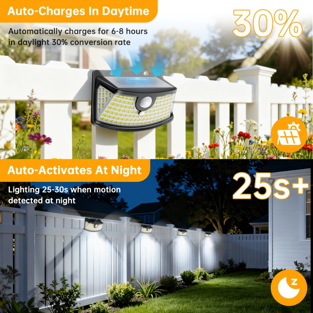 Solar Step Lights Outdoor 120 LED Motion Sensor, 270° Wide Angle Wall Light with 3 Modes, Solar Powered Stair Light for Pathway