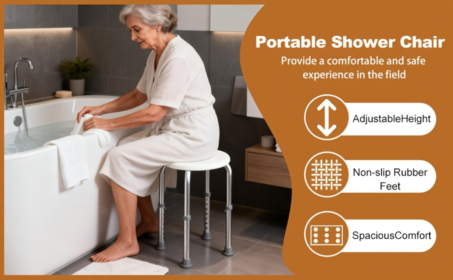 Shower Stool for Inside Shower, Adjustable Height Bath Seat, Stable Bathroom Stool for Sitting, Fits Showers & Bathtubs
