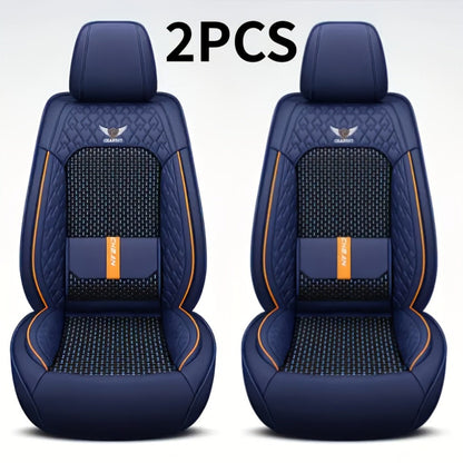 Car Seat Covers 3D Diamond-Embroidered Faux Leather with Two-Front or Five-Seat Set Options