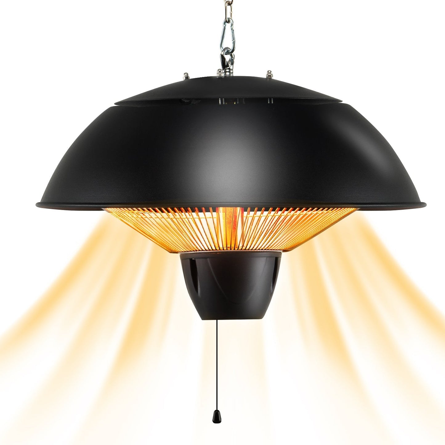Hanging Patio Heater 1500W Electric Ceiling Mounted Heater with Halogen Tubes, 360° Coverage, Adjustable 23" Chain